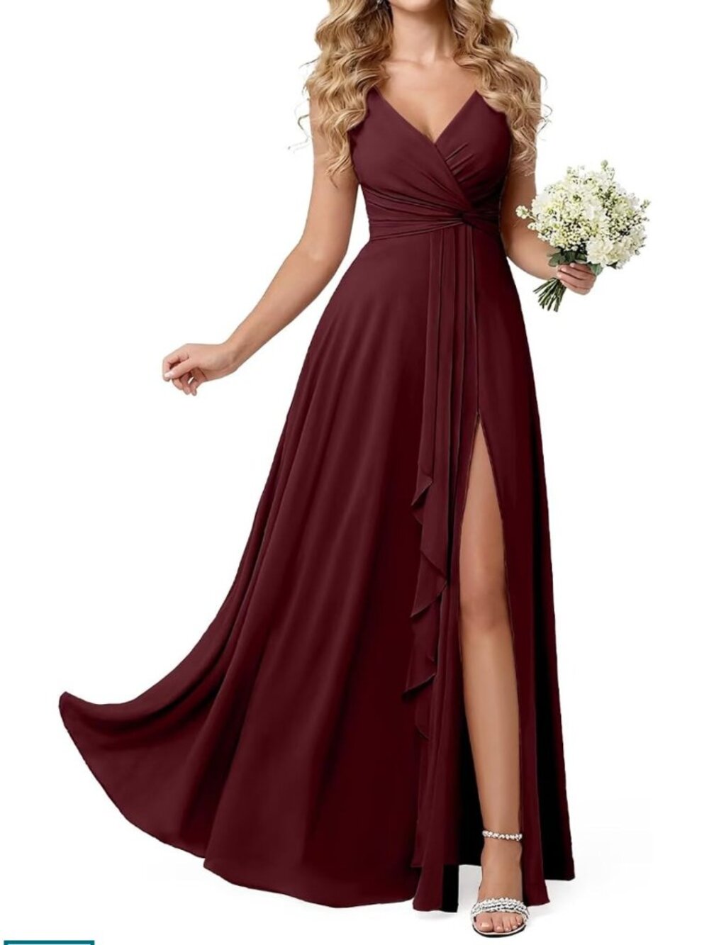 Long Burgundy Dress with Pockets for Prom Wedding